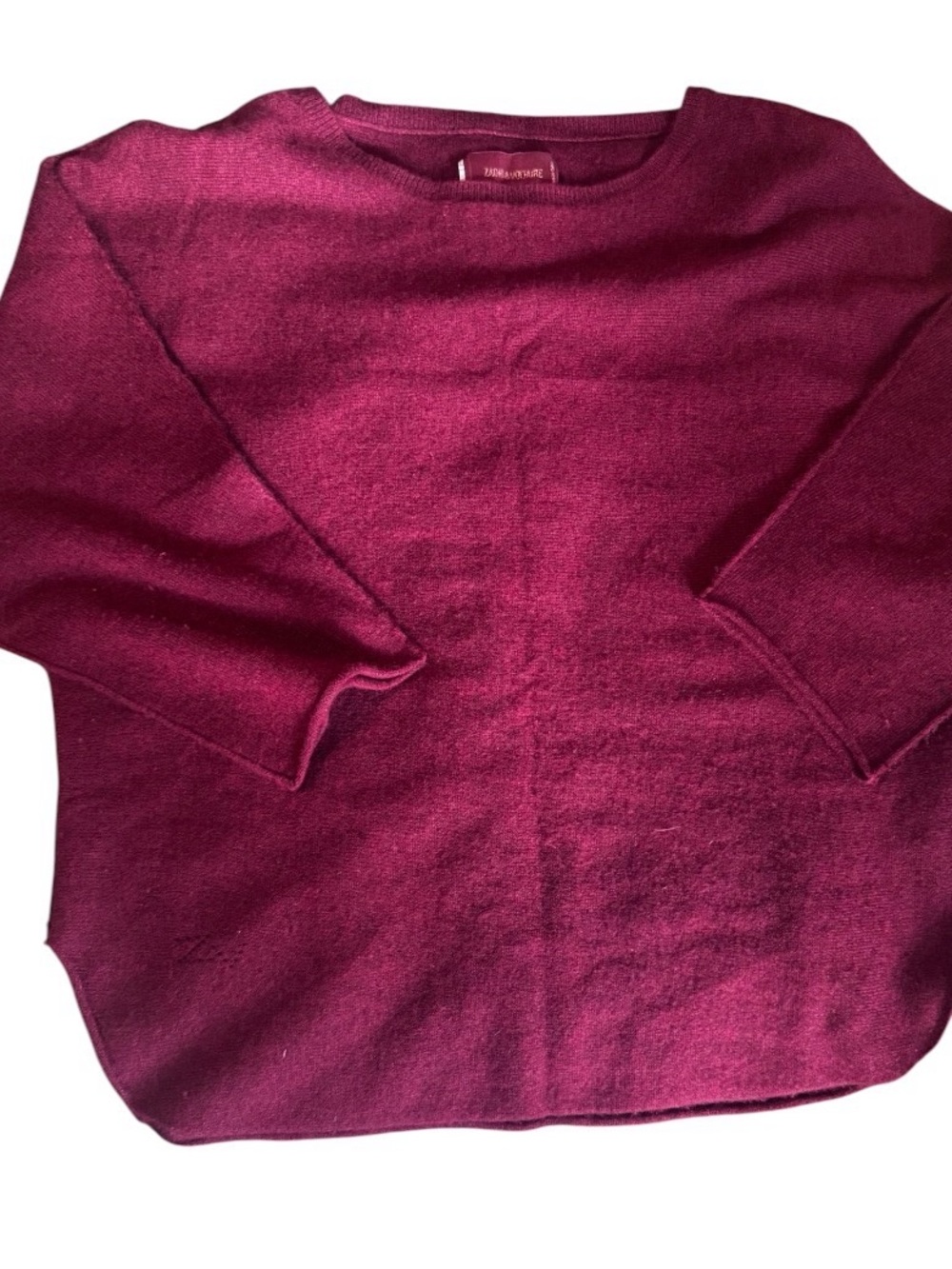 Zadig & Voltaire Burgundy Crewneck Women's Cashmere Sweater - Large - Picture 8 of 9
